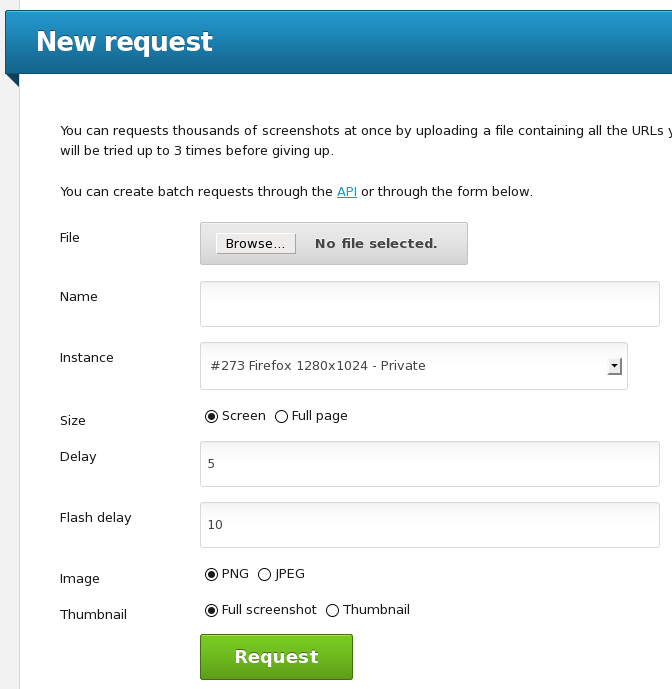 Requests thousands of screenshots at once