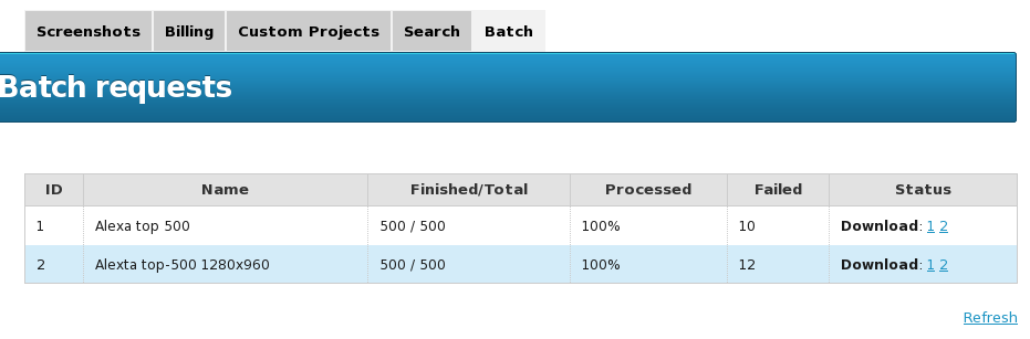 Request screenshots from a text file