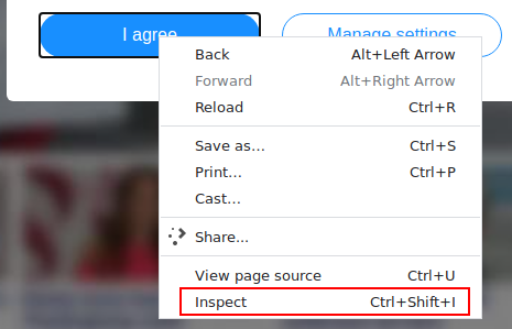 Inspect the blue button