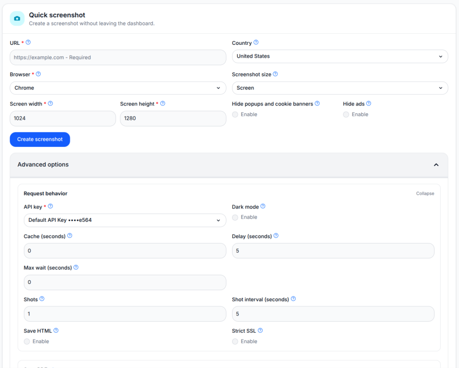 The ScreenshotCenter dashboard
